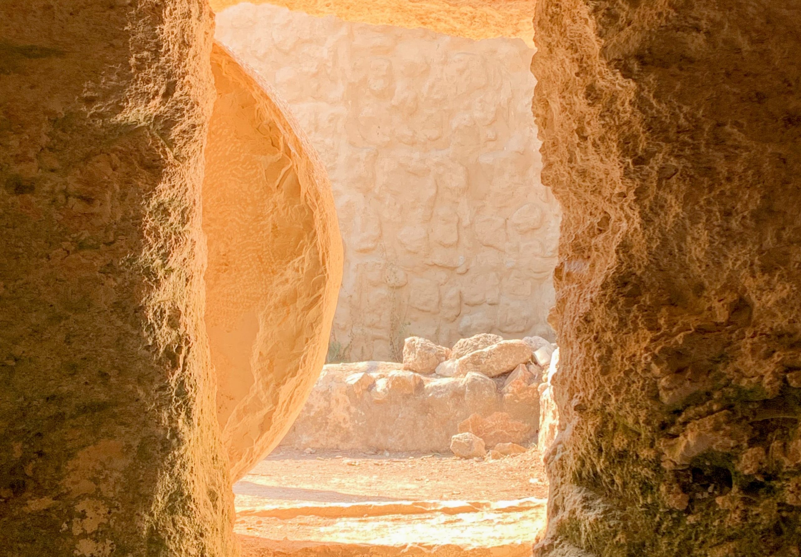 open tomb door, empty inside